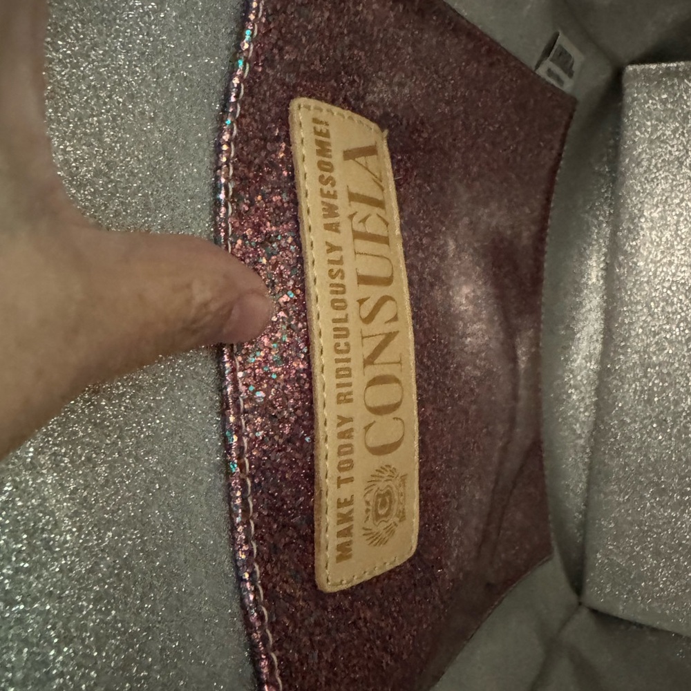 Consuela Metallic Woven Tote Bag with Colorful Strap - Silver with tassel. - Picture 9 of 11